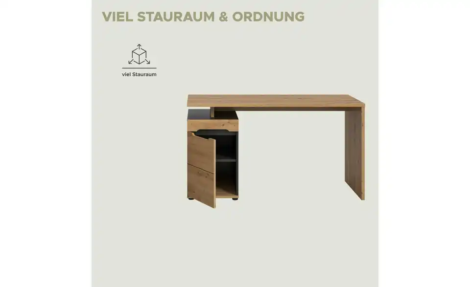 Schreibtisch, Bild mit Text