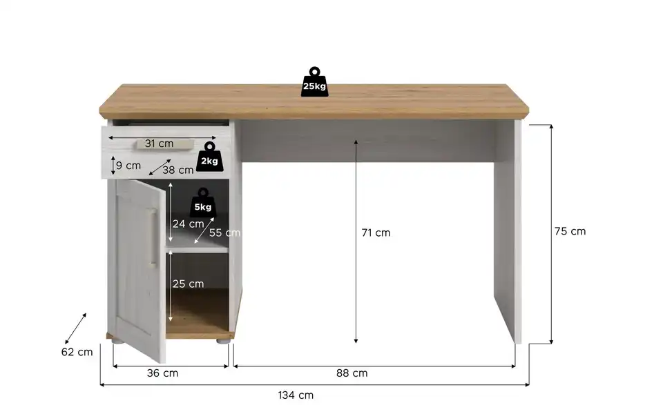 Schreibtisch, Bemaßung