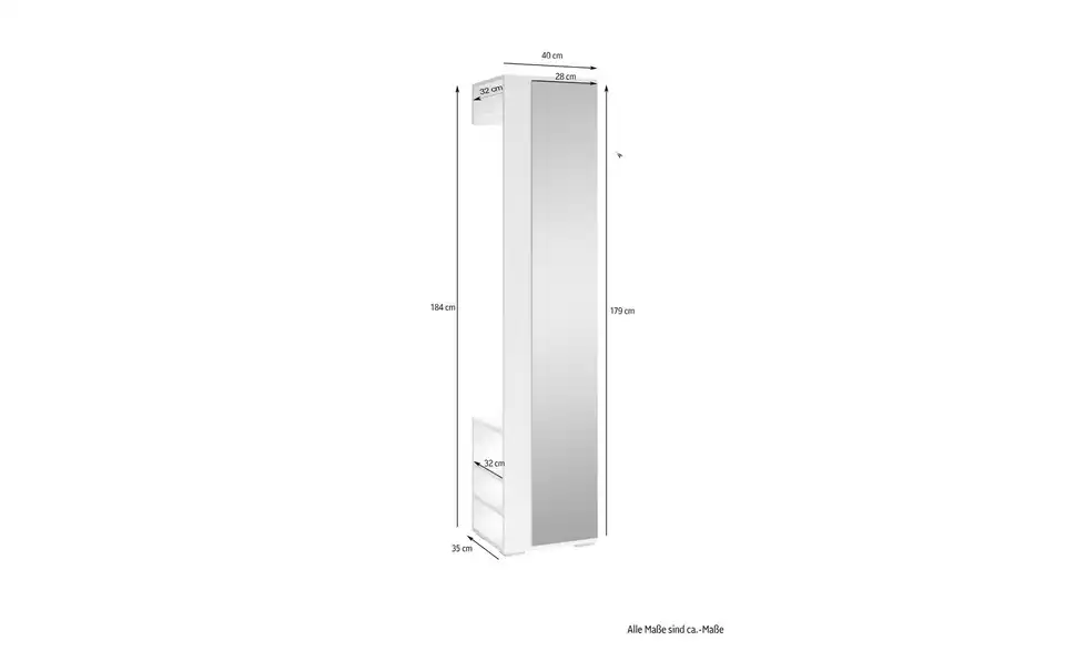 by Living Kompaktgarderobe, Bemaßung