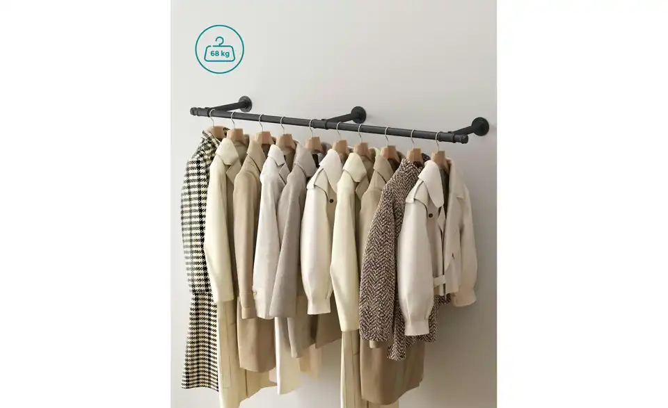 Kleiderstange, Bild mit Text