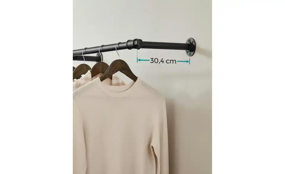 Kleiderstange, Bild mit Text