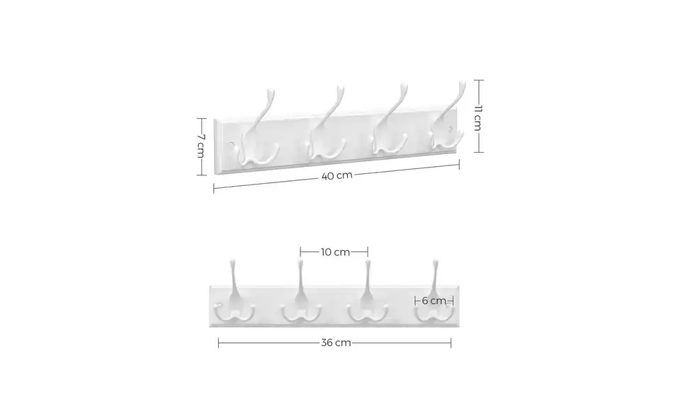Kleiderhakenleiste, Bemaßung