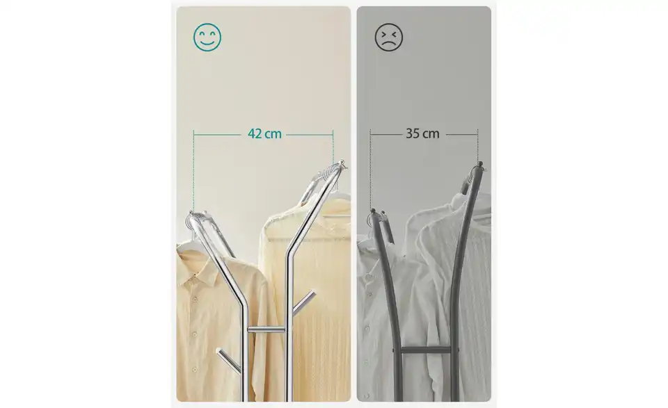Kleiderständer, Bild mit Text
