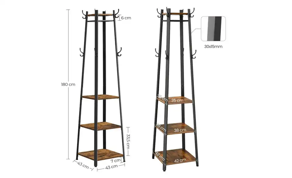 Kleiderständer, Bemaßung