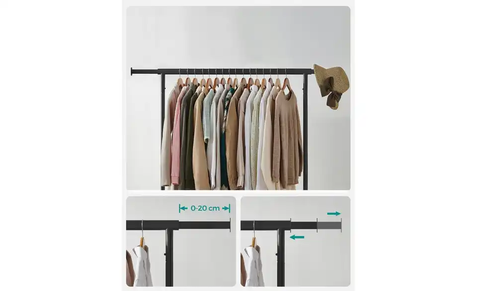 Kleiderständer, Bild mit Text