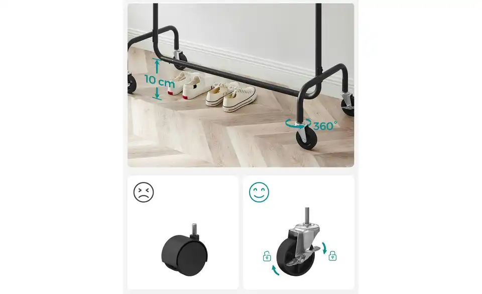 Kleiderständer, Bild mit Text