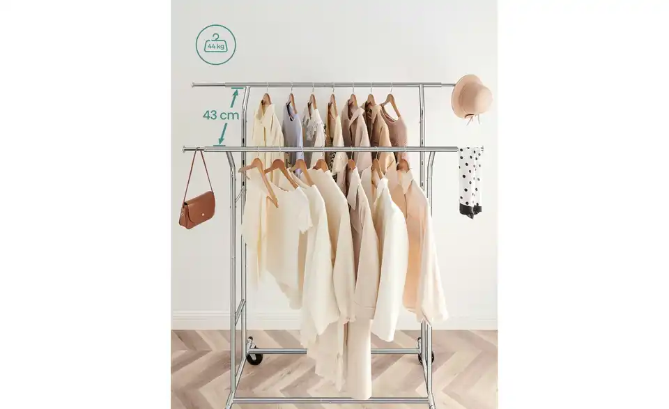 Kleiderständer, Bild mit Text