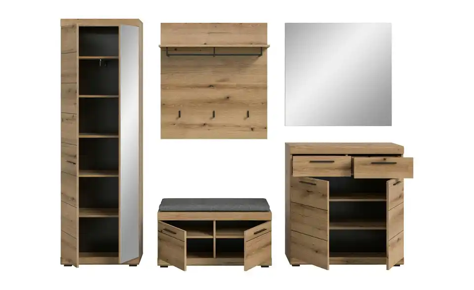 Garderobenkombination, geöffnet