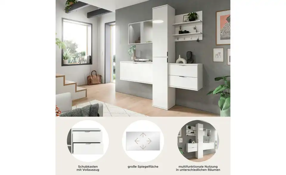 Garderobenkombination, Bild mit Text