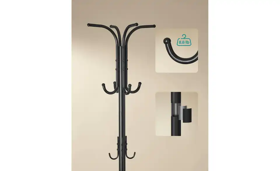 Garderobenständer, Bild mit Text