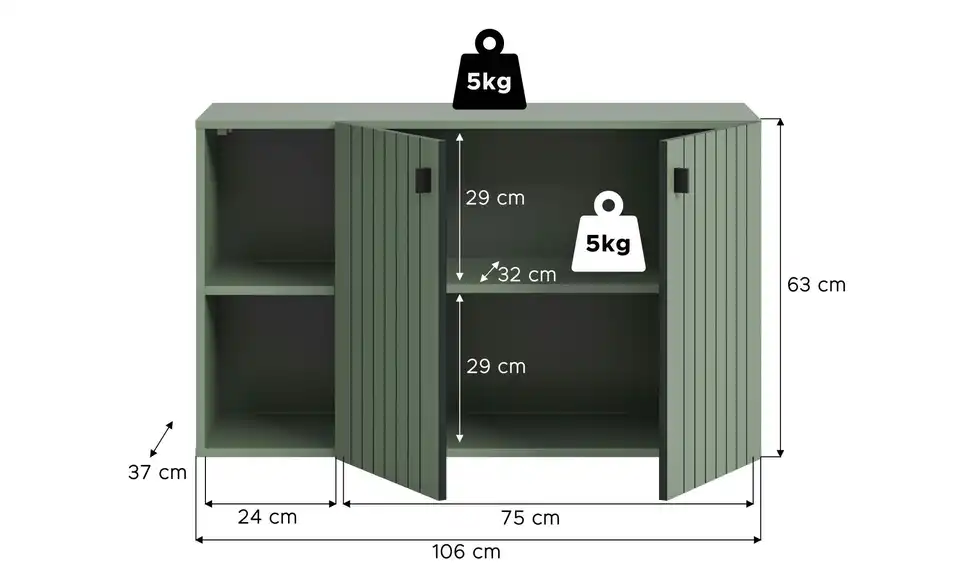 Schuhschrank, Bemaßung