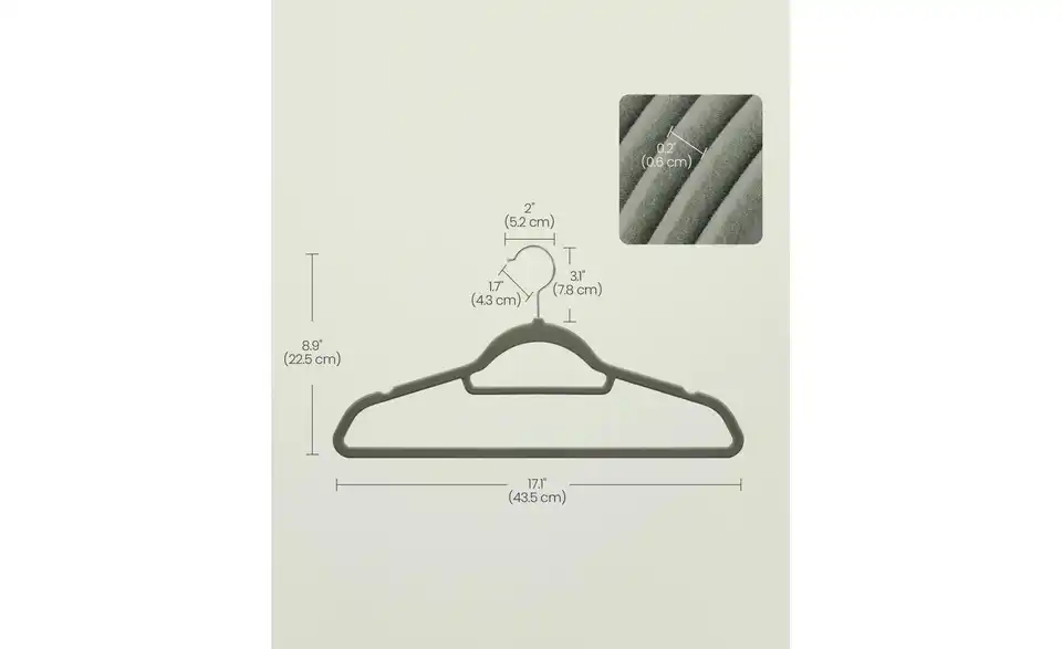 Kleiderbügel 20er-Set, Bemaßung