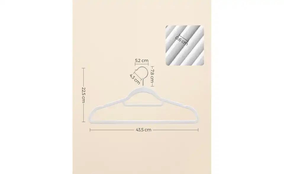 Kleiderbügel 50er-Set, Bemaßung