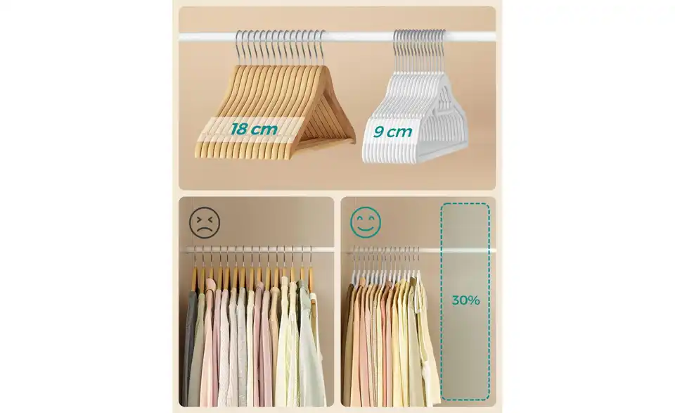 Kleiderbügel 50er-Set, Bild mit Text
