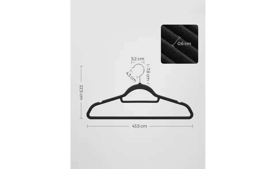 Kleiderbügel 50er-Set, Bemaßung