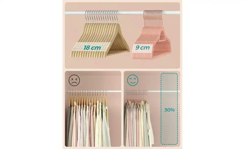 Kleiderbügel 30er-Set, Bild mit Text