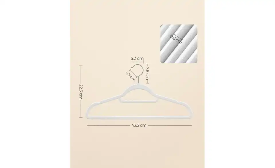 Kleiderbügel 50er-Set, Bemaßung