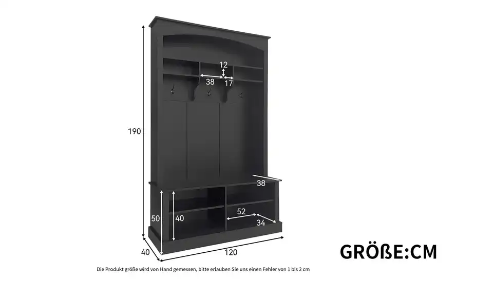 Kompaktgarderobe, Bemaßung