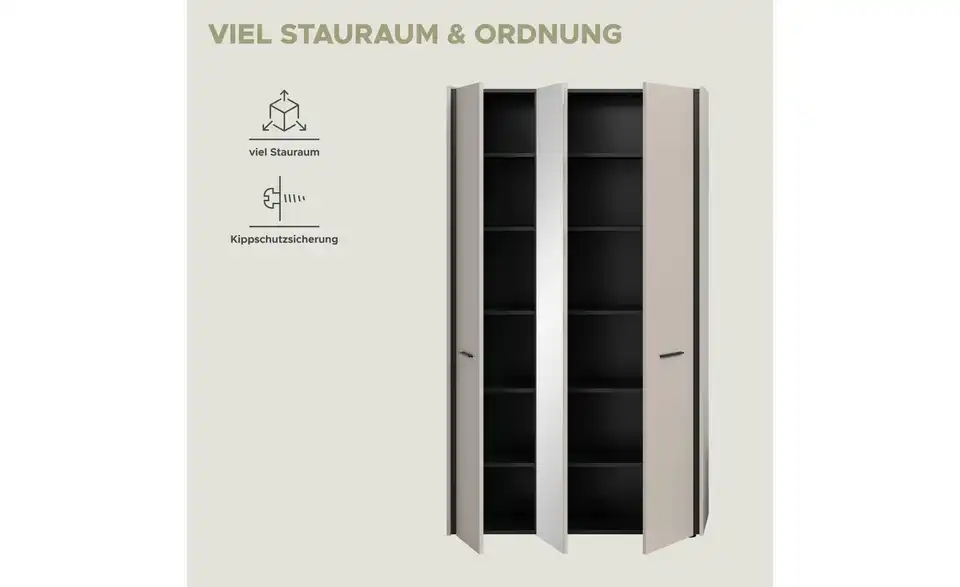Garderobenschrank, Bild mit Text