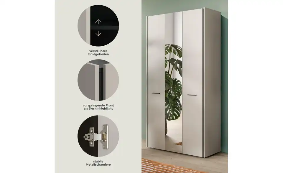 Garderobenschrank, Bild mit Text