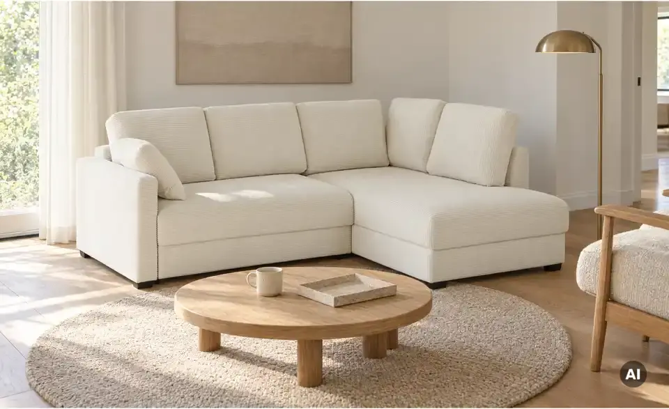 Ecksofa mit Boxspringpolsterung, in Wohnsituation