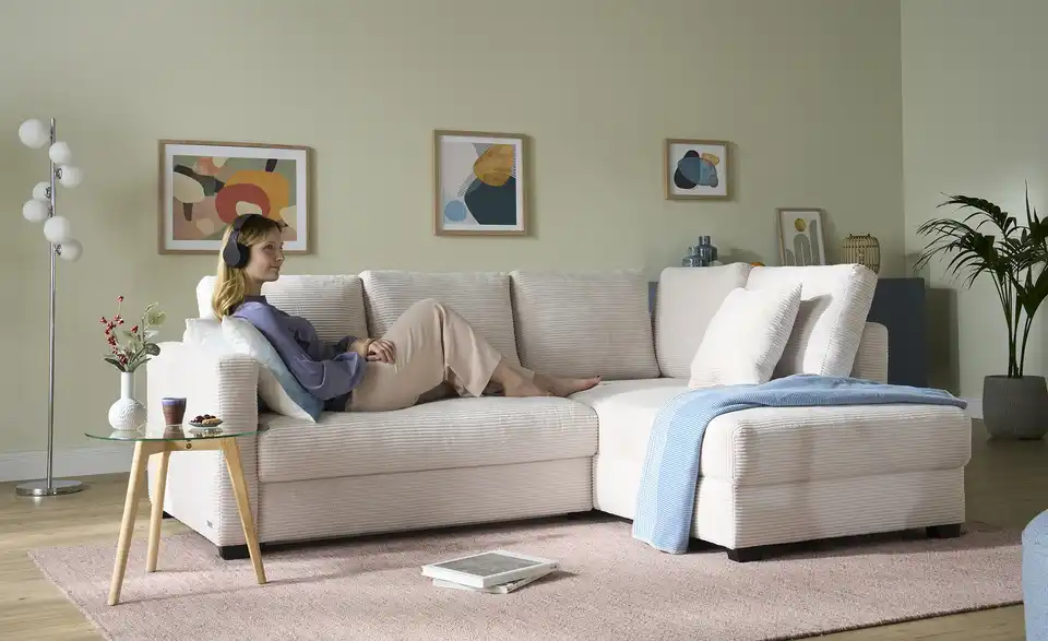bobb Ecksofa mit Boxspringpolsterung, in Wohnsituation