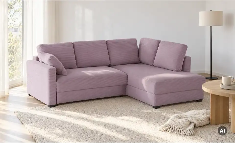 Ecksofa mit Boxspringpolsterung, in Wohnsituation