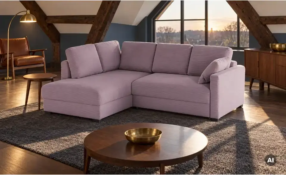 Ecksofa mit Boxspringpolsterung, in Wohnsituation