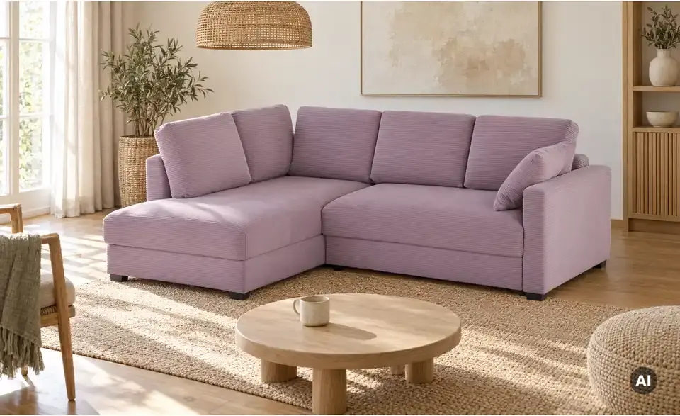 Ecksofa mit Boxspringpolsterung, in Wohnsituation