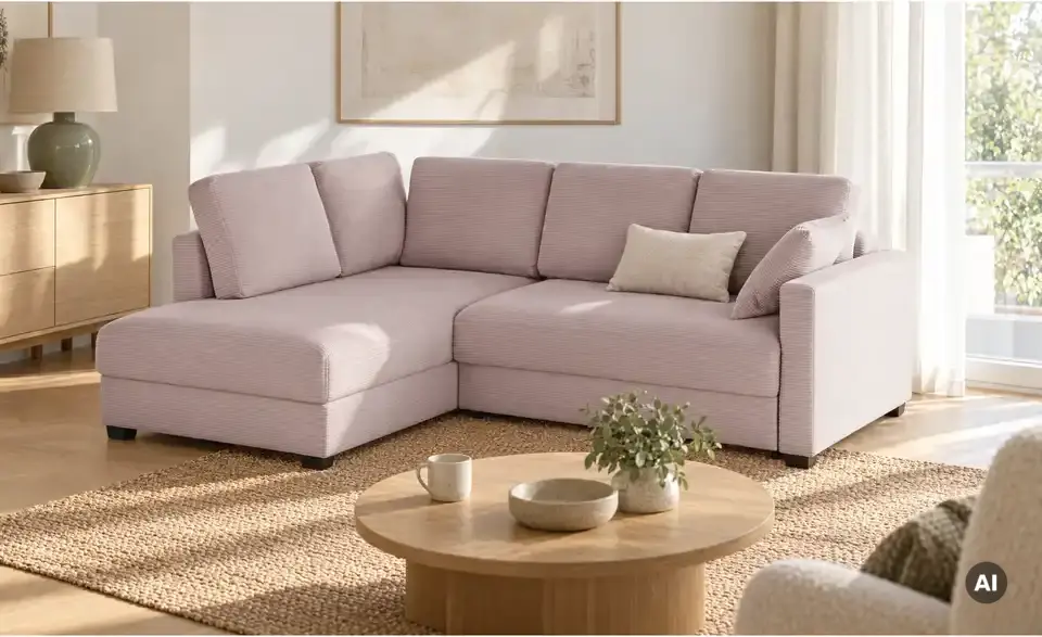 Ecksofa mit Boxspringpolsterung, in Wohnsituation