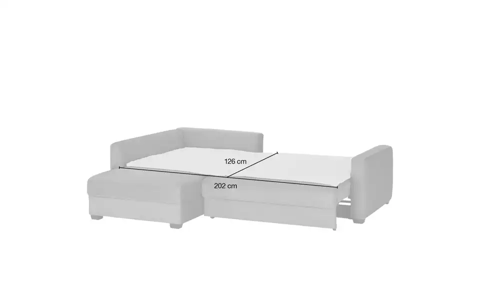 Ecksofa mit Boxspringpolsterung, Bemaßung
