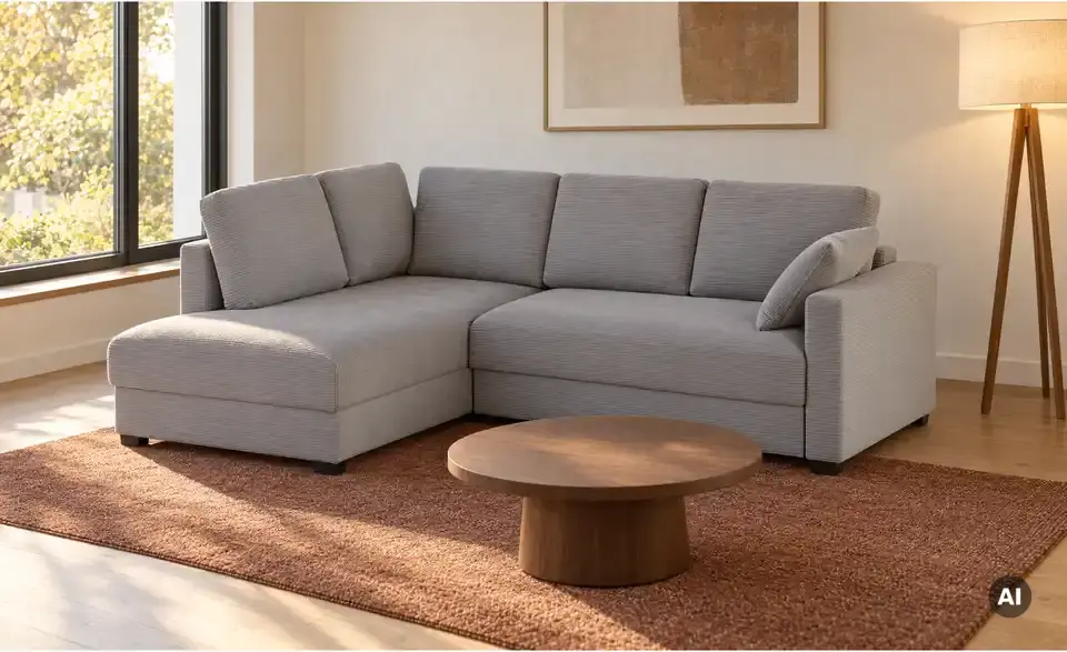 Ecksofa mit Boxspringpolsterung, in Wohnsituation