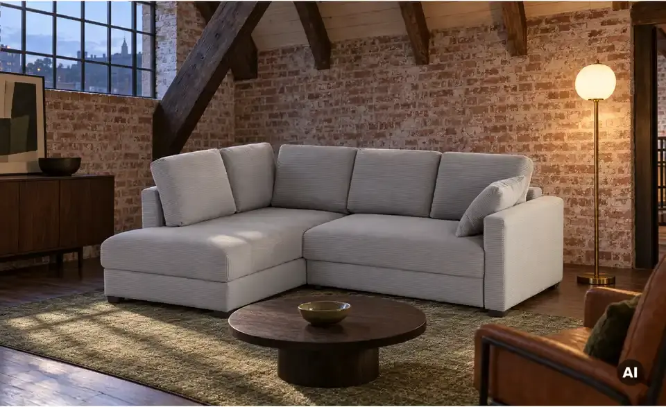 Ecksofa mit Boxspringpolsterung, in Wohnsituation