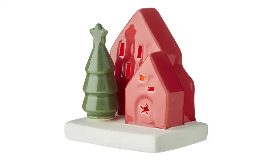 HOME STORY LED Objekt Häuser mit Tannen, Beleuchtet