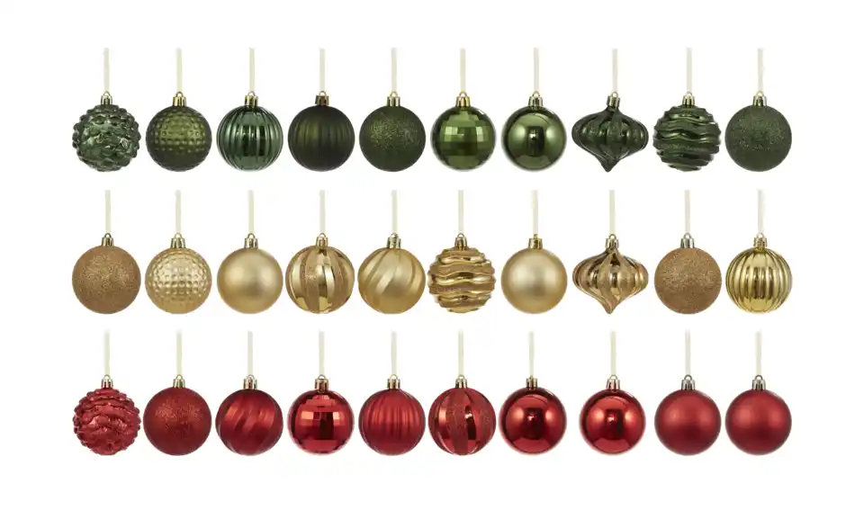 Weihnachtsbaumkugeln, 30er Set, Perspektive