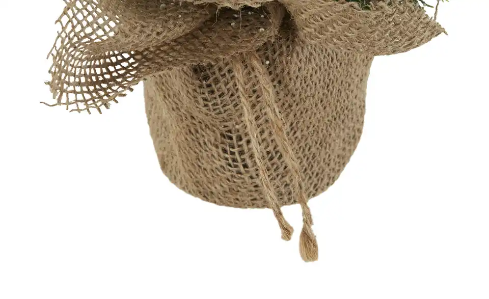 Deko Tanne im Jutesack, sortiert, Detailansicht