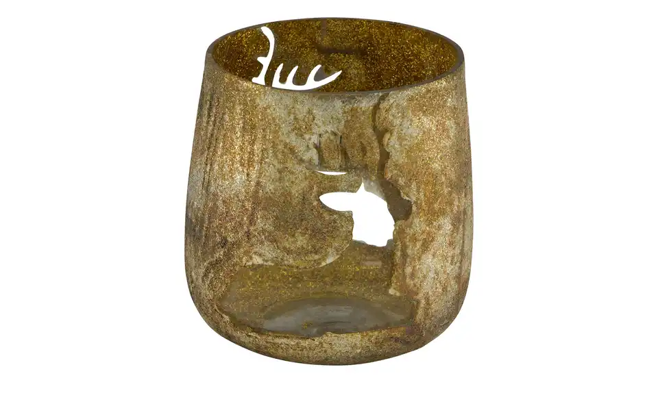 Teelichtglas Rentier, Frontansicht