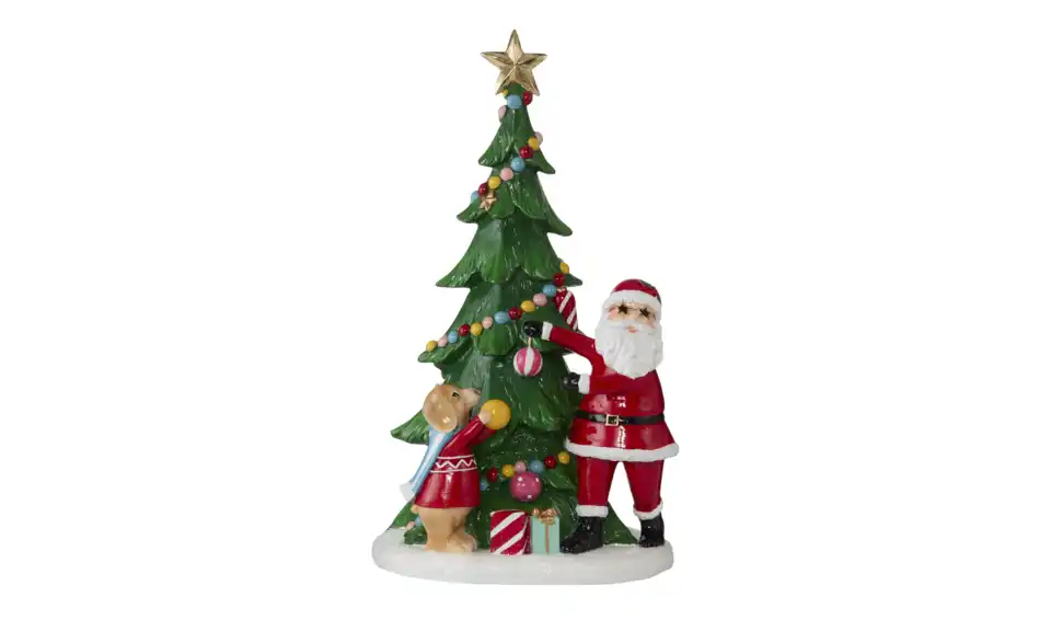 HOME STORY Dekofigur Santa mit Baum, Frontansicht