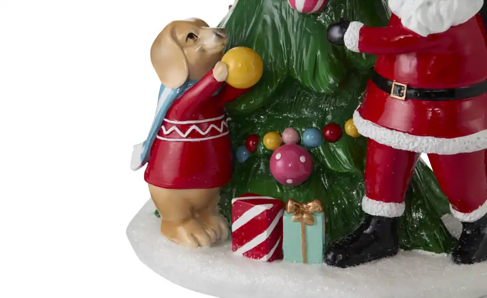 HOME STORY Dekofigur Santa mit Baum, Detailansicht