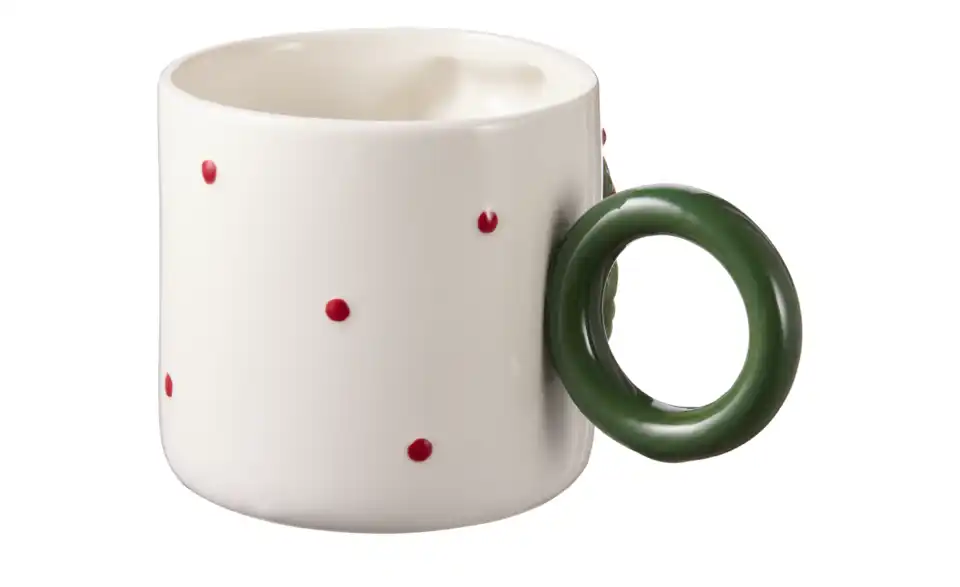 HOME STORY Tasse mit Weihnachtskranz, Frontansicht