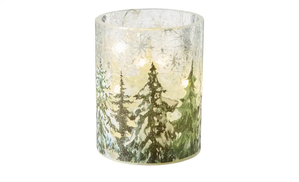 HOME STORY LED Windlicht mit Tannen, Beleuchtet