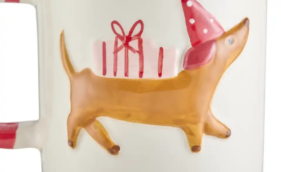 HOME STORY Weihnachtstasse Dackel, Detailansicht