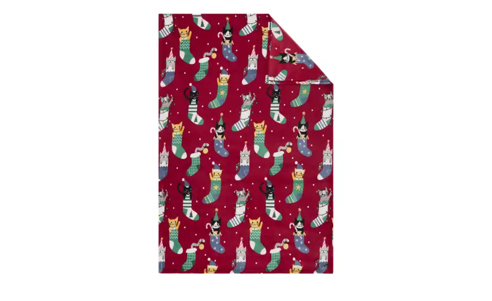 Kuscheldecke Weihnachtskatze, Frontansicht
