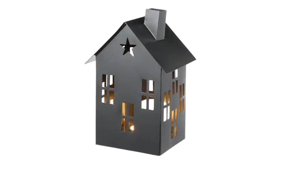Windlicht Haus, Beleuchtet