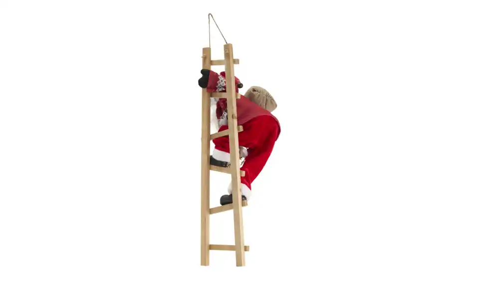 Weihnachtsmann auf Holzleiter, Rückansicht