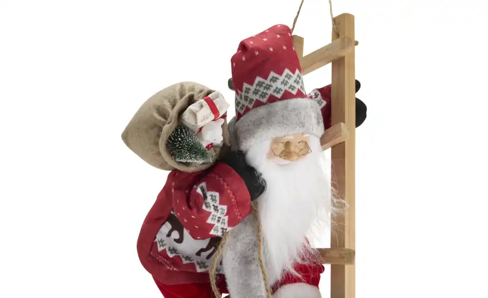 Weihnachtsmann auf Holzleiter, Detailansicht