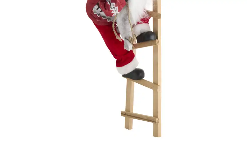 Weihnachtsmann auf Holzleiter, Detailansicht