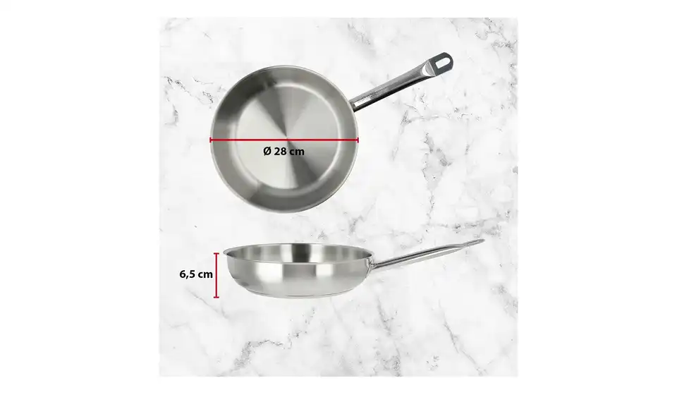 Meisterkoch Edelstahlpfanne tief Ø 28 cm CELSUS, Bild mit Text