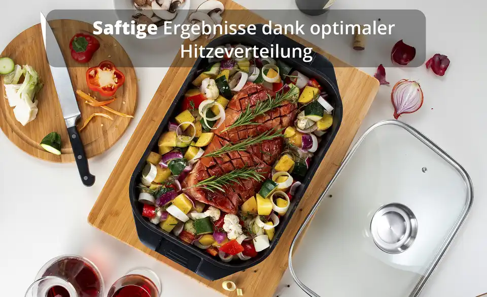 KHG Aromabräter aus Aluguss eckig, Bild mit Text