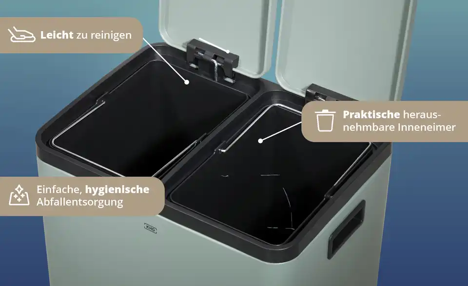 KHG Abfalleimer 2x15l, Bild mit Text